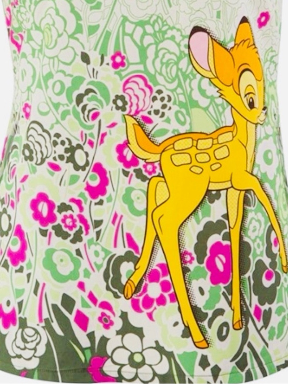DISNEY SCRUB BAMBI Floral Top in Cream, Green & Pink - Picture 2 of 6